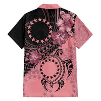 Cook Islands Turtle Family Matching Long Sleeve Bodycon Dress and Hawaiian Shirt Stars and Hibiscus - Pink LT01 - Polynesian Pride