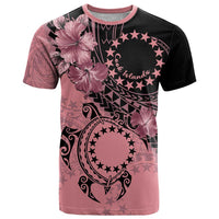 Cook Islands Turtle T Shirt Stars and Hibiscus - Pink