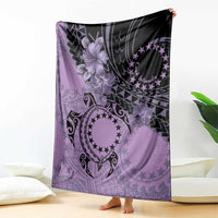 Cook Islands Turtle Blanket Stars and Hibiscus - Purple