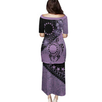 Cook Islands Turtle Family Matching Puletasi and Hawaiian Shirt Stars and Hibiscus - Purple