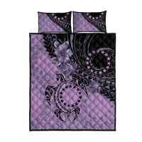 Cook Islands Turtle Quilt Bed Set Stars and Hibiscus - Purple