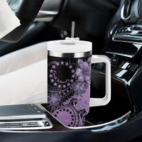 Cook Islands Turtle Tumbler With Handle Stars and Hibiscus - Purple LT01 - Polynesian Pride