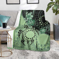 Cook Islands Turtle Blanket Stars and Hibiscus - Green