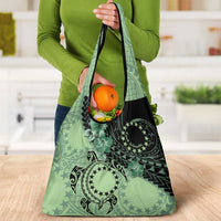 Cook Islands Turtle Grocery Bag Stars and Hibiscus - Green