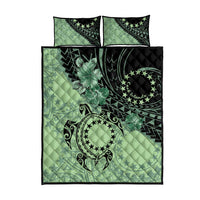 Cook Islands Turtle Quilt Bed Set Stars and Hibiscus - Green