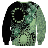 Cook Islands Turtle Sweatshirt Stars and Hibiscus - Green