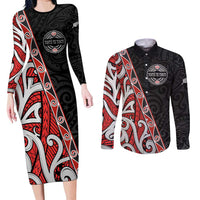 Aotearoa Toitu Te Tiriti Couples Matching Long Sleeve Bodycon Dress and Long Sleeve Button Shirt Honour The Treaty New Zealand
