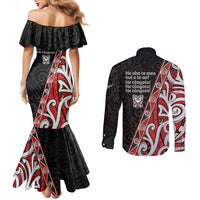 Aotearoa Toitu Te Tiriti Couples Matching Mermaid Dress and Long Sleeve Button Shirt Honour The Treaty New Zealand