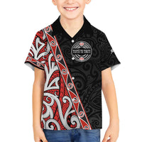 Aotearoa Toitu Te Tiriti Family Matching Tank Maxi Dress and Hawaiian Shirt Honour The Treaty New Zealand LT01 Son's Shirt Black - Polynesian Pride