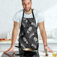 Grayscale Monstera Apron Polynesian Tribal Pattern - Polynesian Pride