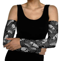 Grayscale Monstera Arm Sleeves Polynesian Tribal Pattern - Polynesian Pride