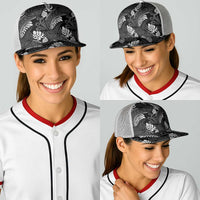 Grayscale Monstera Baseball Net Cap Polynesian Tribal Pattern LT01 - Polynesian Pride