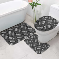 Grayscale Monstera Bathroom Set Polynesian Tribal Pattern - Polynesian Pride