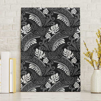 Grayscale Monstera Canvas Wall Art Polynesian Tribal Pattern - Polynesian Pride