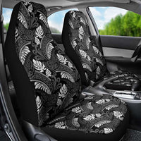 Grayscale Monstera Car Seat Cover Polynesian Tribal Pattern - Polynesian Pride