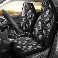 Grayscale Monstera Car Seat Cover Polynesian Tribal Pattern - Polynesian Pride