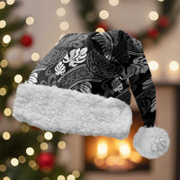 Grayscale Monstera Christmas Santa Hat Polynesian Tribal Pattern - Polynesian Pride