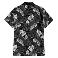 Grayscale Monstera Family Matching Puletasi and Hawaiian Shirt Polynesian Tribal Pattern - Polynesian Pride