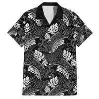 Grayscale Monstera Family Matching Short Sleeve Bodycon Dress and Hawaiian Shirt Polynesian Tribal Pattern - Polynesian Pride