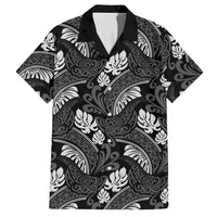 Grayscale Monstera Hawaiian Shirt Polynesian Tribal Pattern - Polynesian Pride
