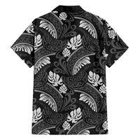 Grayscale Monstera Hawaiian Shirt Polynesian Tribal Pattern - Polynesian Pride
