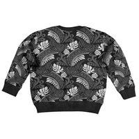Grayscale Monstera Kid Ugly Christmas Sweater Polynesian Tribal Pattern - Polynesian Pride