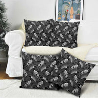 Grayscale Monstera Pillow Cover Polynesian Tribal Pattern - Polynesian Pride