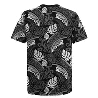 Grayscale Monstera Rugby Jersey Polynesian Tribal Pattern - Polynesian Pride