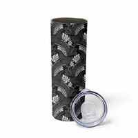 Grayscale Monstera Skinny Tumbler Polynesian Tribal Pattern - Polynesian Pride