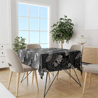 Grayscale Monstera Tablecloth Polynesian Tribal Pattern - Polynesian Pride