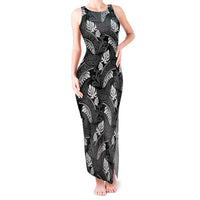 Grayscale Monstera Tank Maxi Dress Polynesian Tribal Pattern - Polynesian Pride
