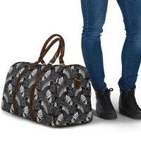 Grayscale Monstera Travel Bag Polynesian Tribal Pattern - Polynesian Pride