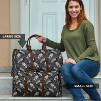 Grayscale Monstera Travel Bag Polynesian Tribal Pattern - Polynesian Pride