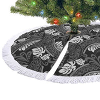 Grayscale Monstera Tree Skirt Polynesian Tribal Pattern - Polynesian Pride