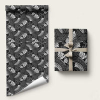 Grayscale Monstera Wrapping Paper Polynesian Tribal Pattern - Polynesian Pride
