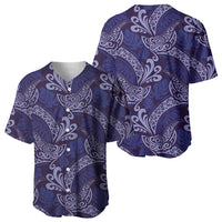Deep Blue Monstera Baseball Jersey Polynesian Tribal Pattern - Polynesian Pride