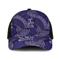 Deep Blue Monstera Baseball Net Cap Polynesian Tribal Pattern - Polynesian Pride