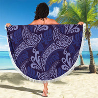 Deep Blue Monstera Beach Blanket Polynesian Tribal Pattern - Polynesian Pride