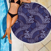 Deep Blue Monstera Beach Blanket Polynesian Tribal Pattern - Polynesian Pride