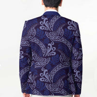 Deep Blue Monstera Blazer Polynesian Tribal Pattern - Polynesian Pride