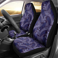 Deep Blue Monstera Car Seat Cover Polynesian Tribal Pattern - Polynesian Pride