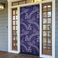 Deep Blue Monstera Door Cover Polynesian Tribal Pattern - Polynesian Pride