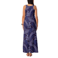 Deep Blue Monstera Family Matching Tank Maxi Dress and Hawaiian Shirt Polynesian Tribal Pattern - Polynesian Pride