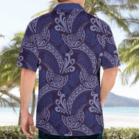 Deep Blue Monstera Hawaiian Shirt Polynesian Tribal Pattern - Polynesian Pride