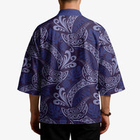 Deep Blue Monstera Kimono Polynesian Tribal Pattern - Polynesian Pride