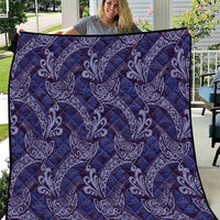 Deep Blue Monstera Quilt Polynesian Tribal Pattern - Polynesian Pride