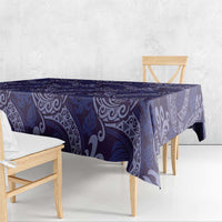 Deep Blue Monstera Tablecloth Polynesian Tribal Pattern - Polynesian Pride