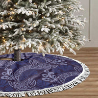 Deep Blue Monstera Tree Skirt Polynesian Tribal Pattern - Polynesian Pride