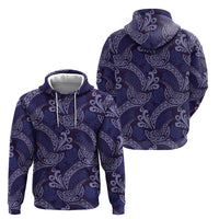 Deep Blue Monstera Zip Hoodie Polynesian Tribal Pattern - Polynesian Pride