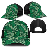 Forest Green Monstera Baseball Net Cap Polynesian Tribal Pattern - Polynesian Pride